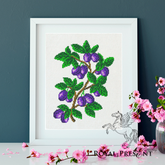 Plum Cross-stitch Machine Embroidery Design