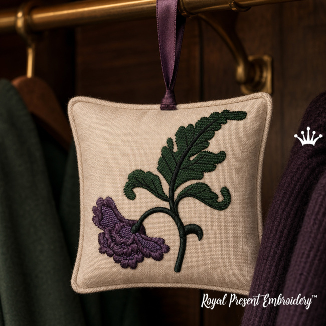 Free small purple flower machine embroidery design for a 4x4 hoop