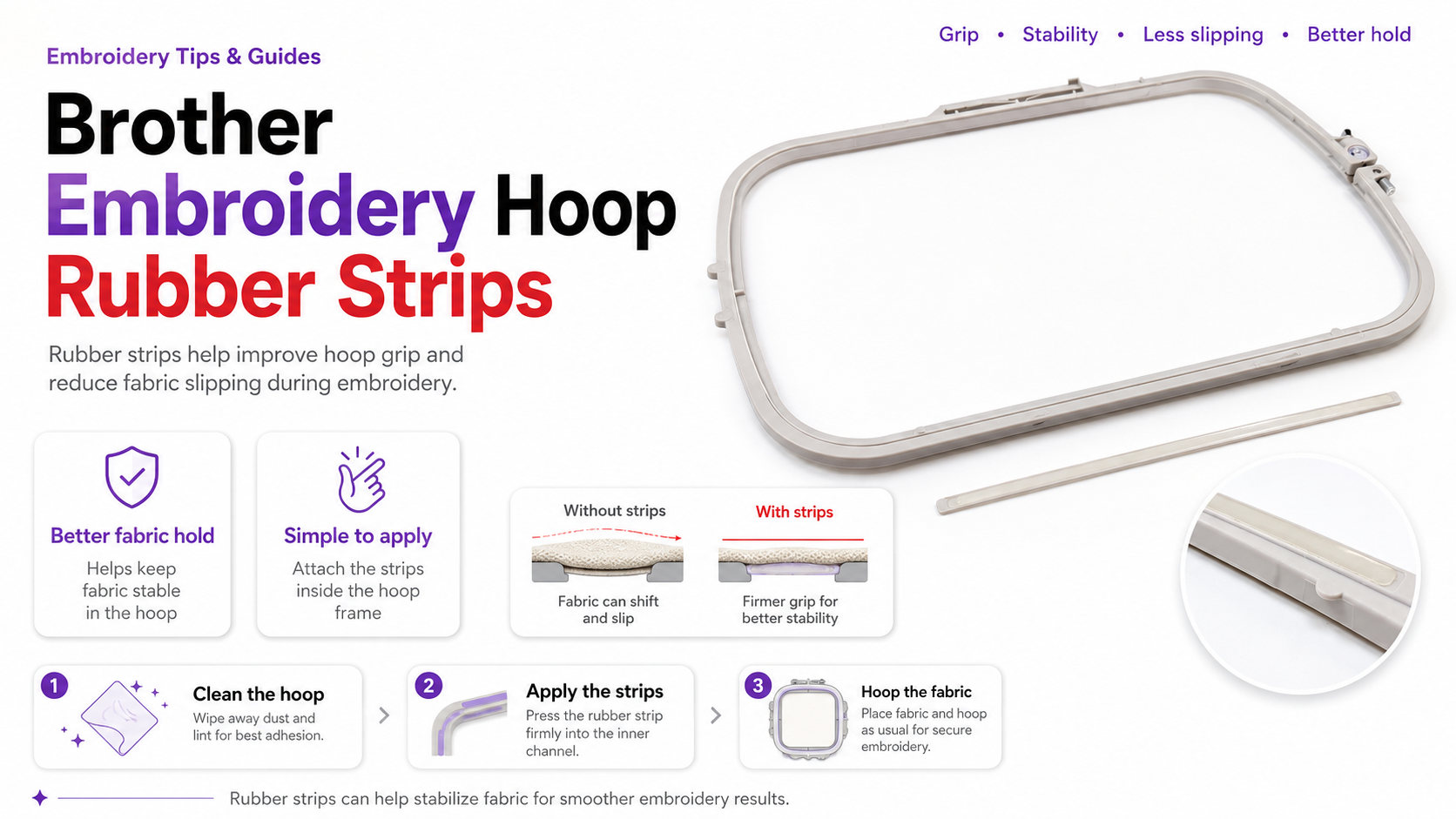 Learn how Brother embroidery hoop rubber strips