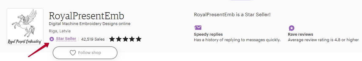 Etsy Star Seller badge