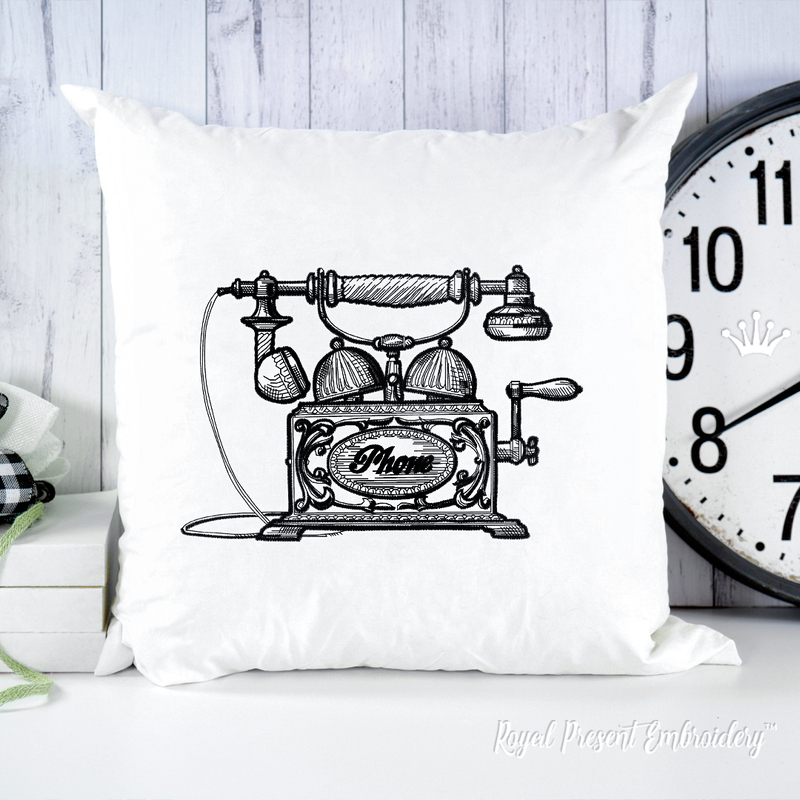 Vintage Phone Machine Embroidery Design - 6 sizes Vintage Phone Machine Embroidery Design - 6 sizes